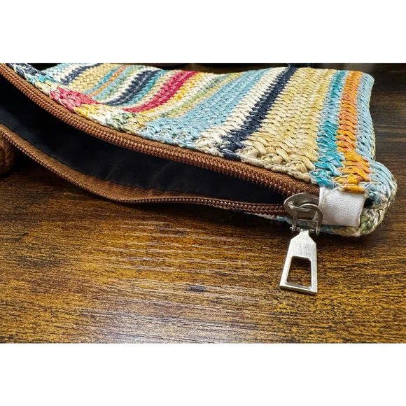 Multicolored Boho Style Straw Stripe Wristlet Clutch bought via boutique for $24 - Picture 4 of 5
